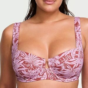 1205 NWT Essential Full-Coverage Bikini Top Sz 34DDD Tropical Purple